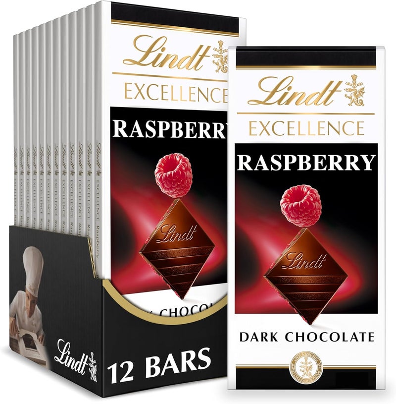 Lindt EXCELLENCE Raspberry Dark Chocolate Candy Bar, 12 Pack, 3.5 oz. Bars - Image 1